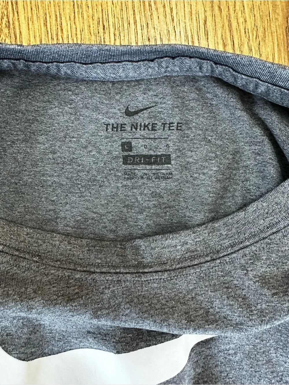 Nike Gray Dry-Fit Short Sleeve Tee with White Swoosh
